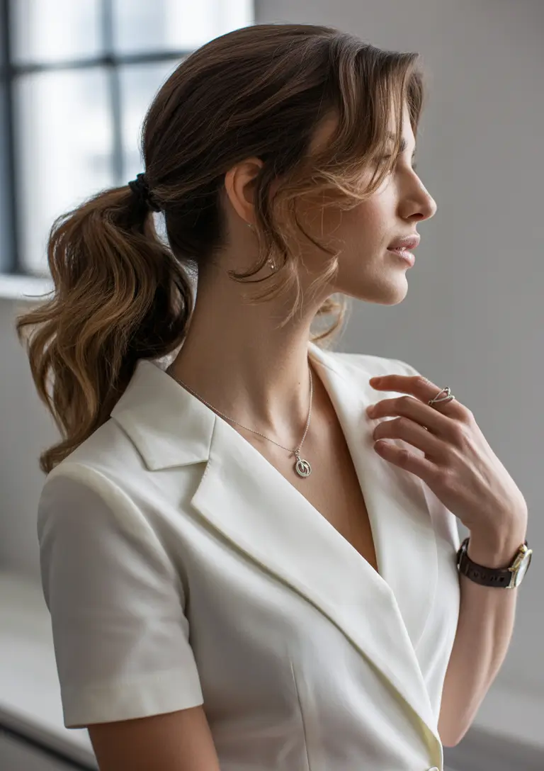 Summer Easy Hairstyle for Work 2025: Professional Ideas Effortless Low Bun with Sleek Finish