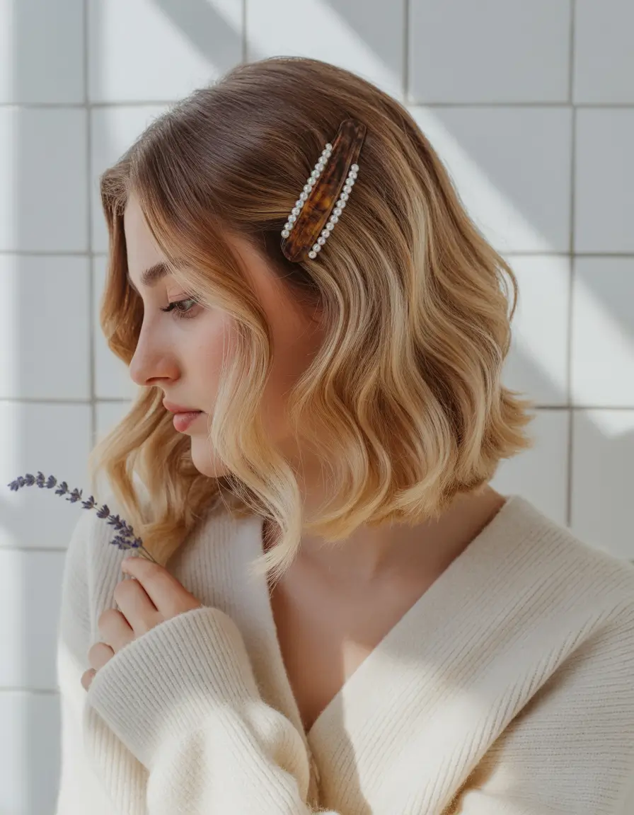 Summer Easy Hairstyle for Work 2025: Professional Ideas Soft Waves with Decorative Clip