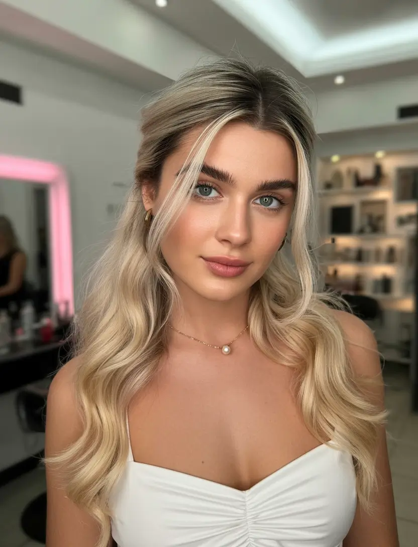 Summer Easy Hairstyle for Work 2025: Professional Ideas Beachy Waves with Center Part