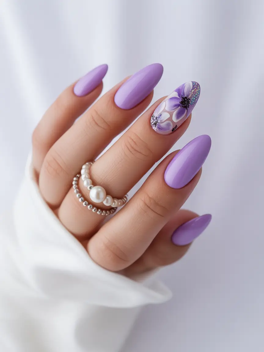 summer flower nails ideas 2025 Lavender Petal Luxe