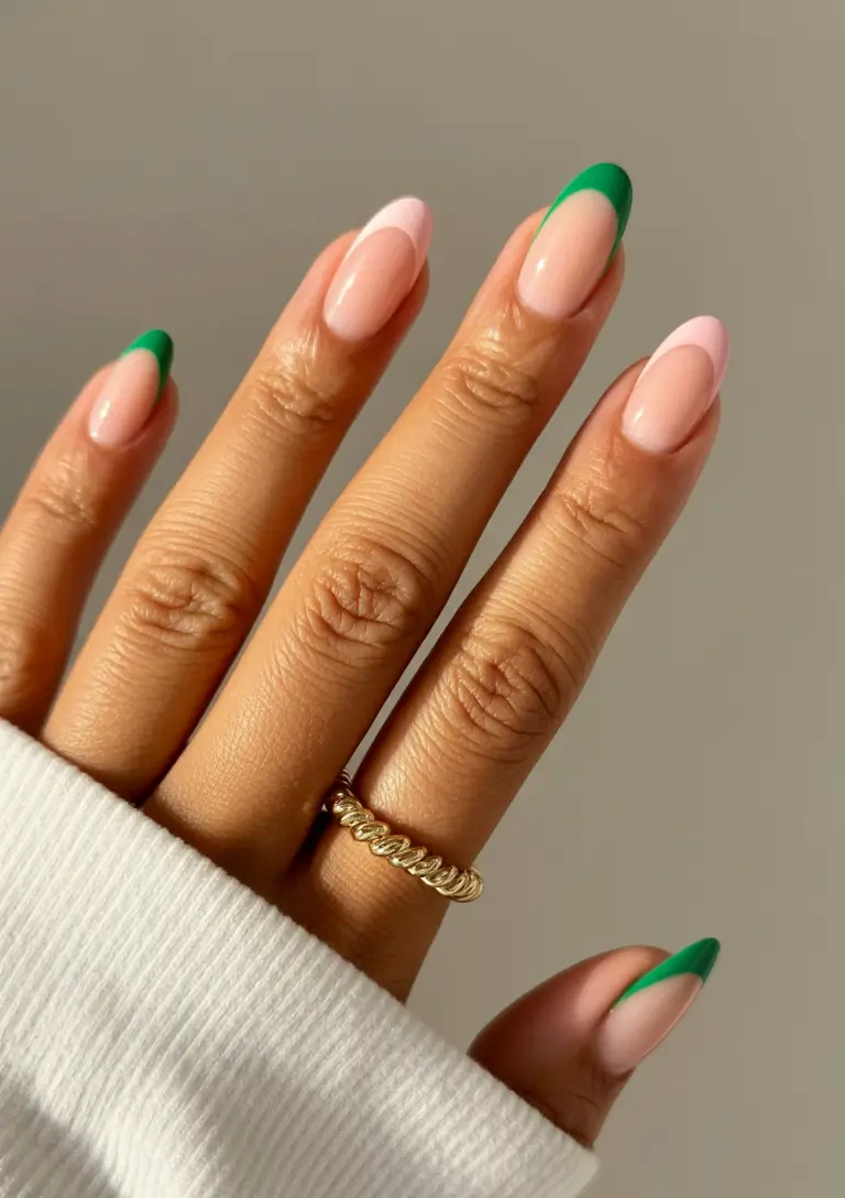summer french nails ideas 2025 Two-Tone Minimalist French Almond