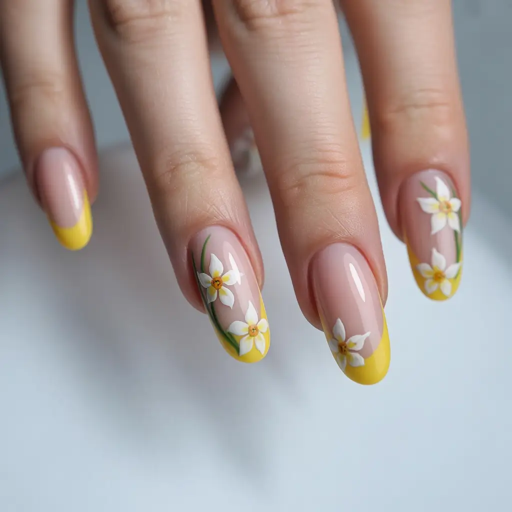 summer french nails ideas 2025 Daffodil Dream French