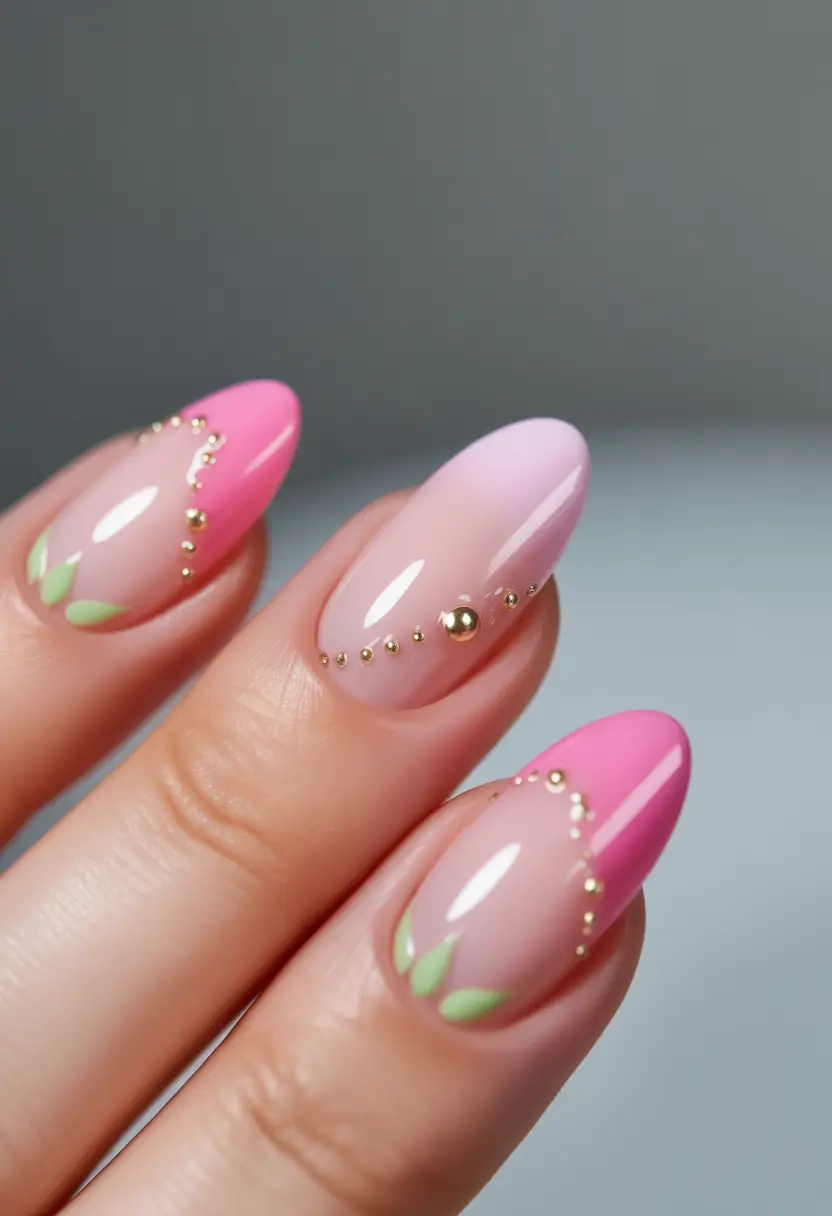 summer gel nail design ideas 2025 Minimal Glitz with Pink Lemonade Accents