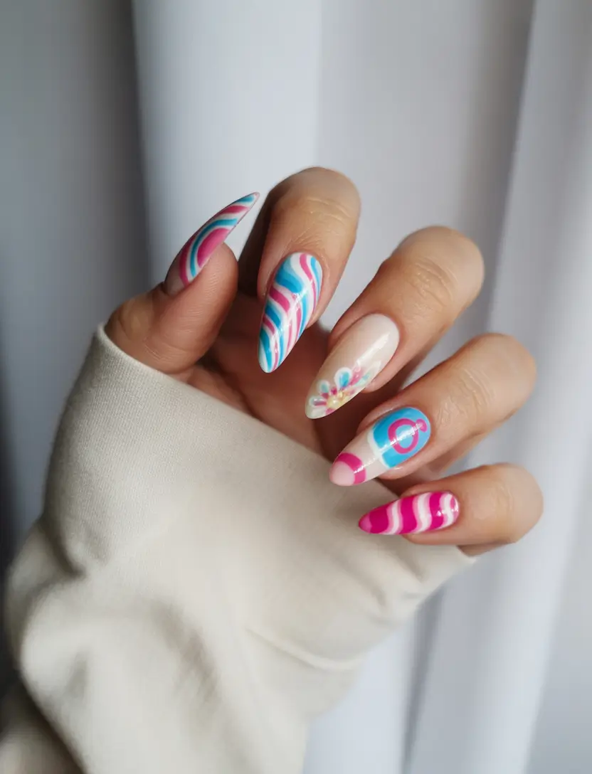 summer long nails ideas 2025 Retro Arcade Pop Art