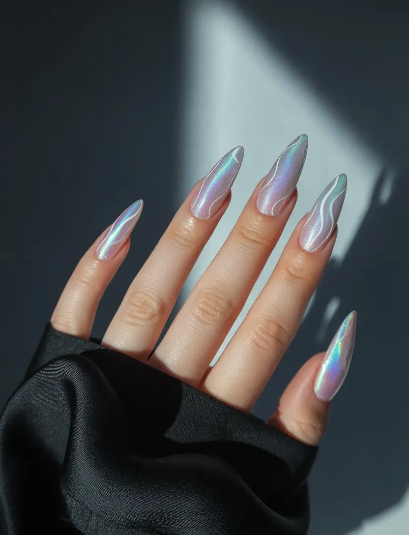summer long nails ideas 2025+Opalescent Aura Vibes