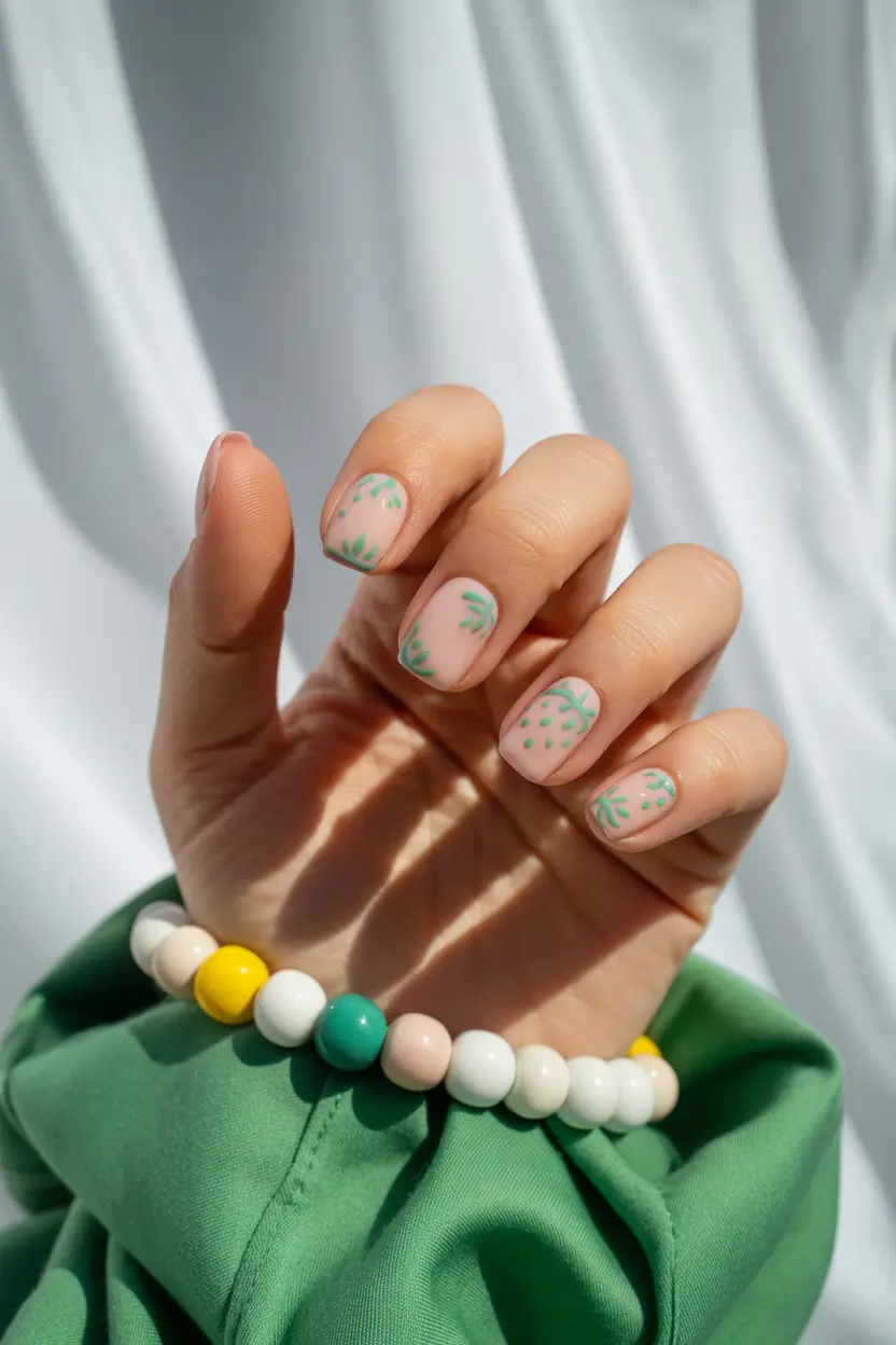summer round nails ideas 2025 Minty Minimalist Strawberries