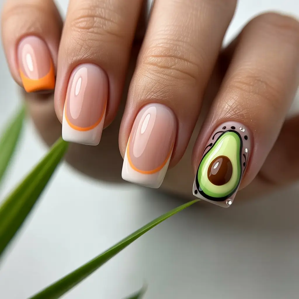 summer short acrylic nails ideas 2025 Avocado Toast Tips