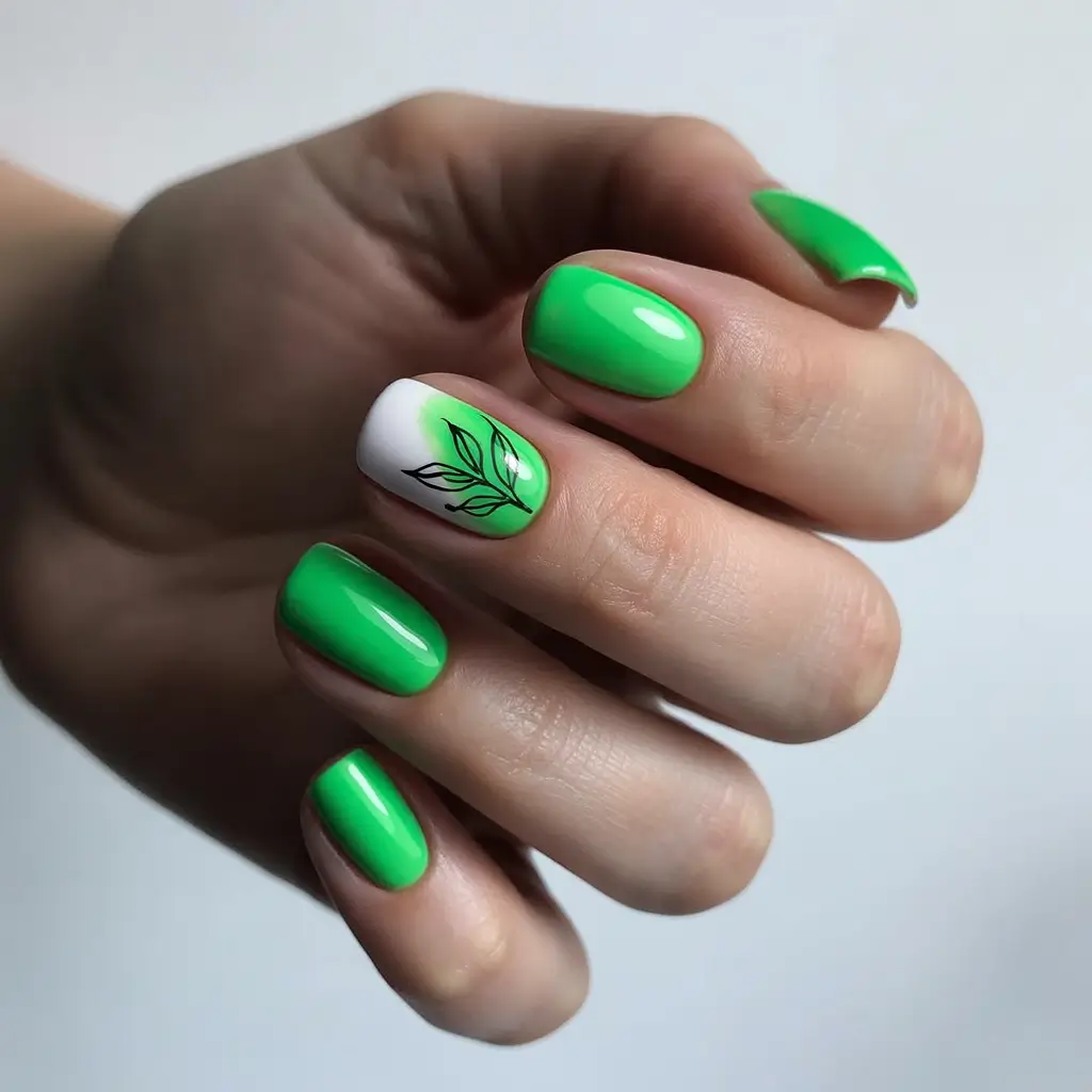 summer short acrylic nails ideas 2025 Greenhouse Glow