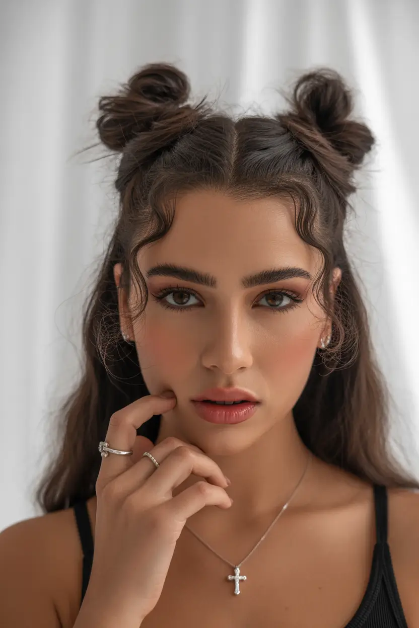Summer Simple Hairstyle 2025: Effortless Looks Playful Space Buns