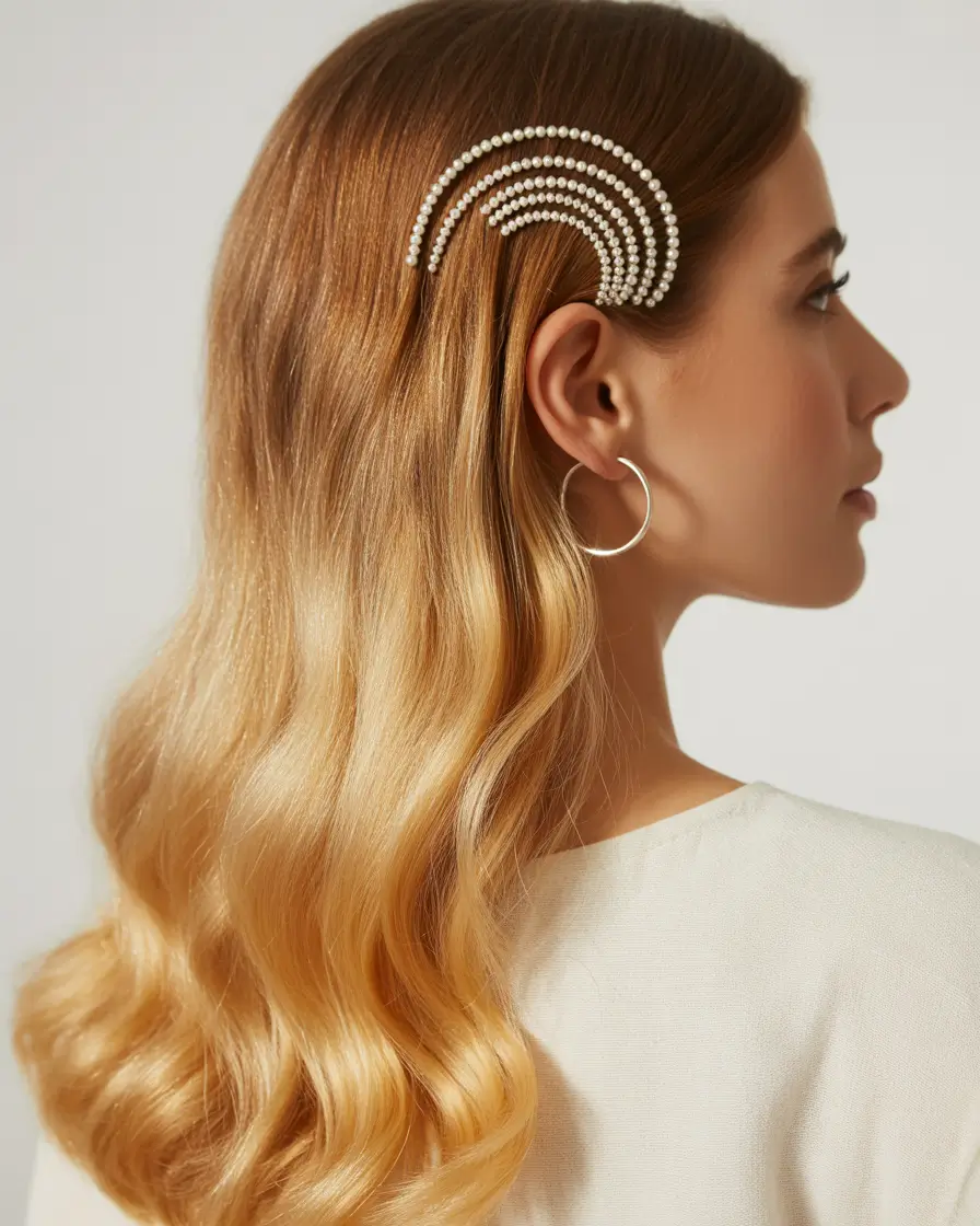 Summer Simple Hairstyle 2025: Effortless Looks Elegant Waves with Pearl Accent