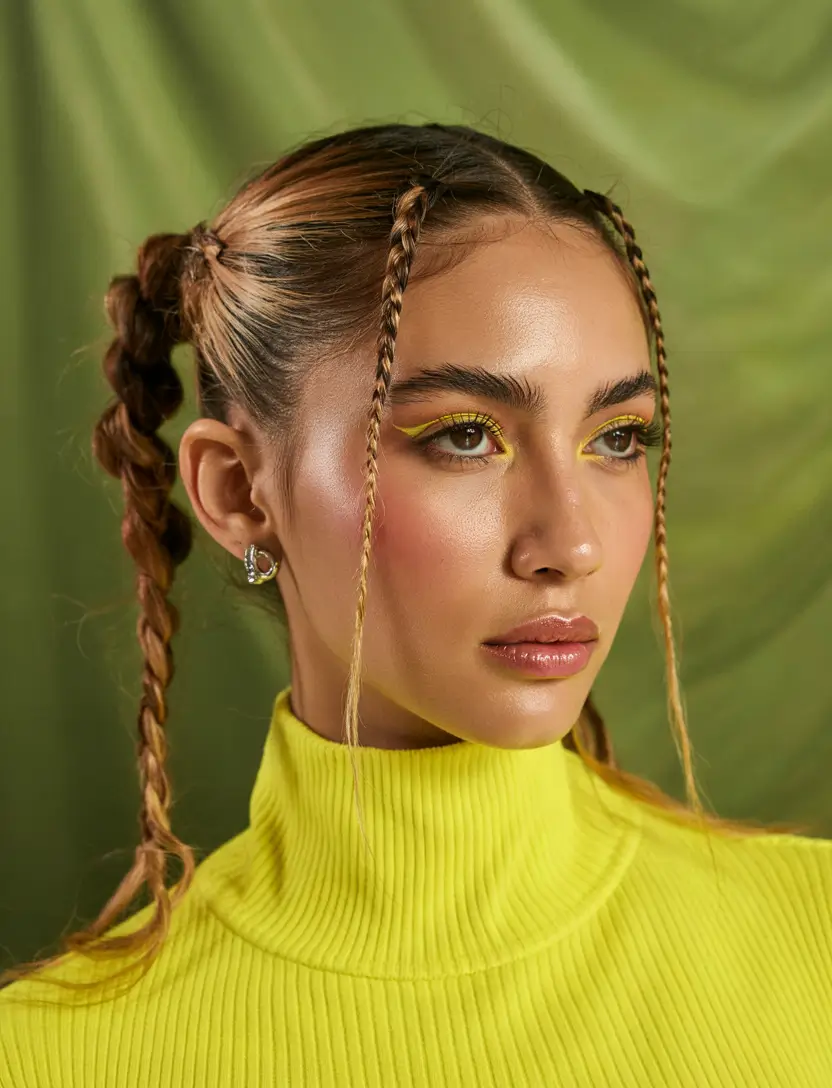 Summer Simple Hairstyle 2025: Effortless Looks Bold Double Braids with Face-Framing Twists