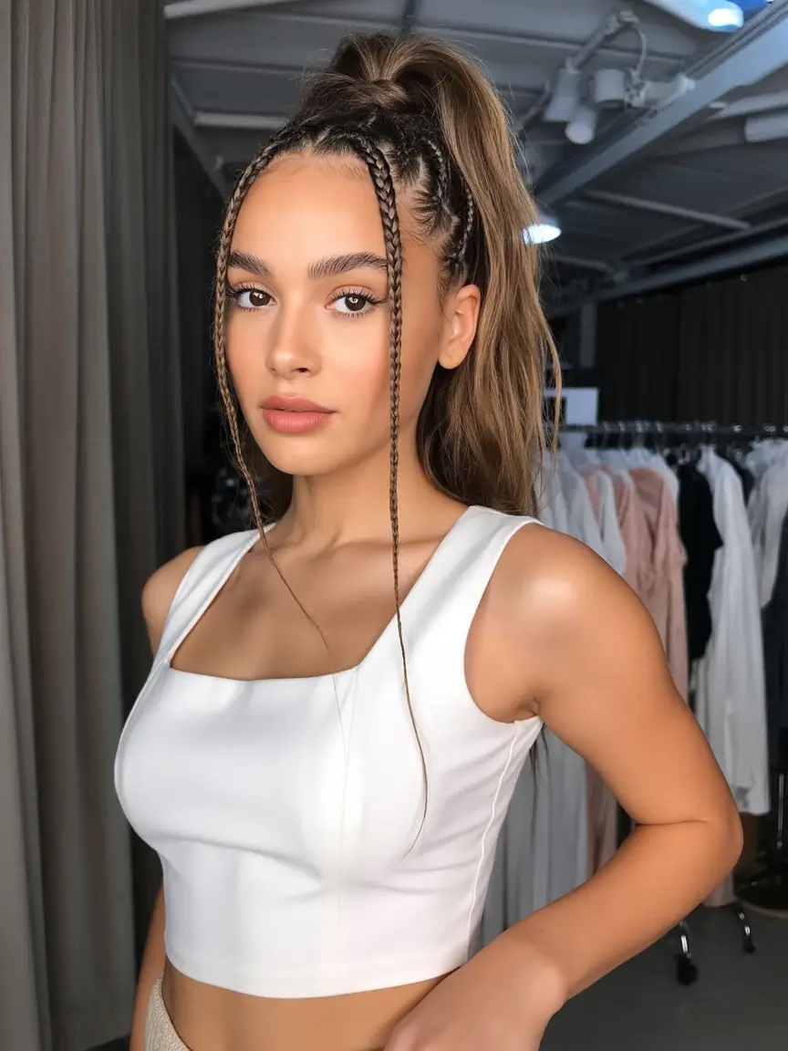 Summer Simple Hairstyle 2025: Effortless Looks High Ponytail with Accent Braids