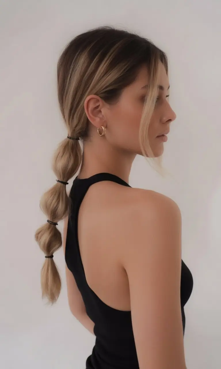 Summer Simple Hairstyle 2025: Effortless Looks Elegant Bubble Ponytail