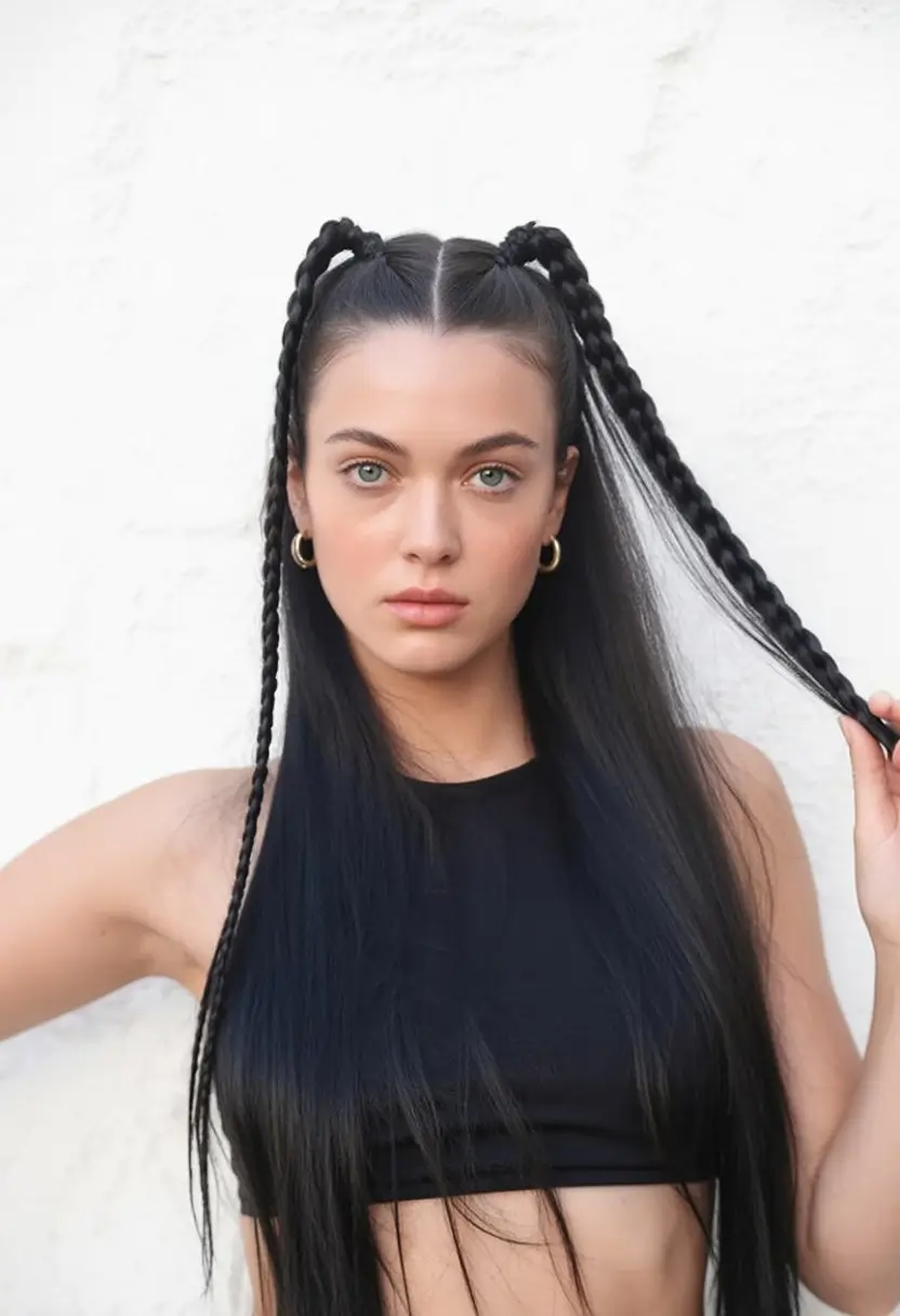 Summer Simple Hairstyle 2025: Effortless Looks High Pigtail Braids