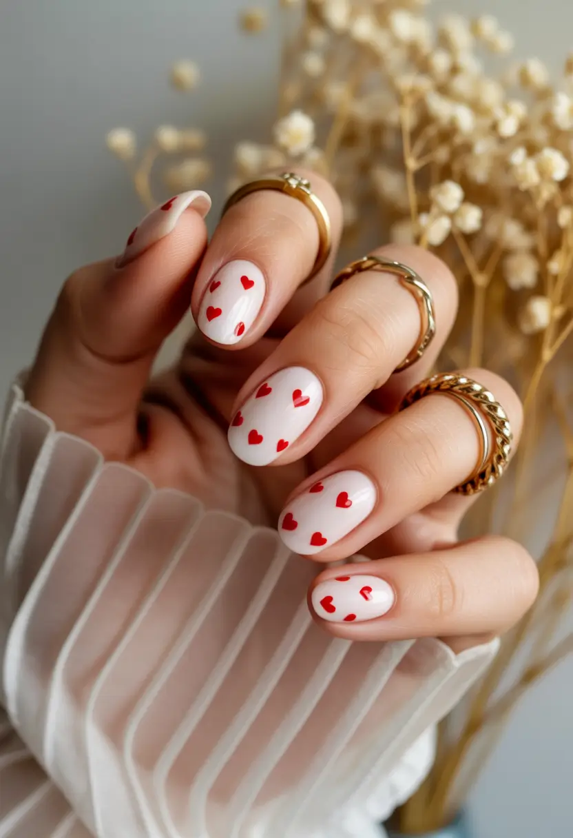 summer white nails ideas 2025 Mini Hearts, Major Energy