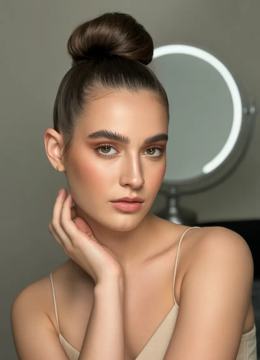 Trendy Medium-Length Hairstyles - Summer 2025 Classic High Bun for Sleek Summer Glam