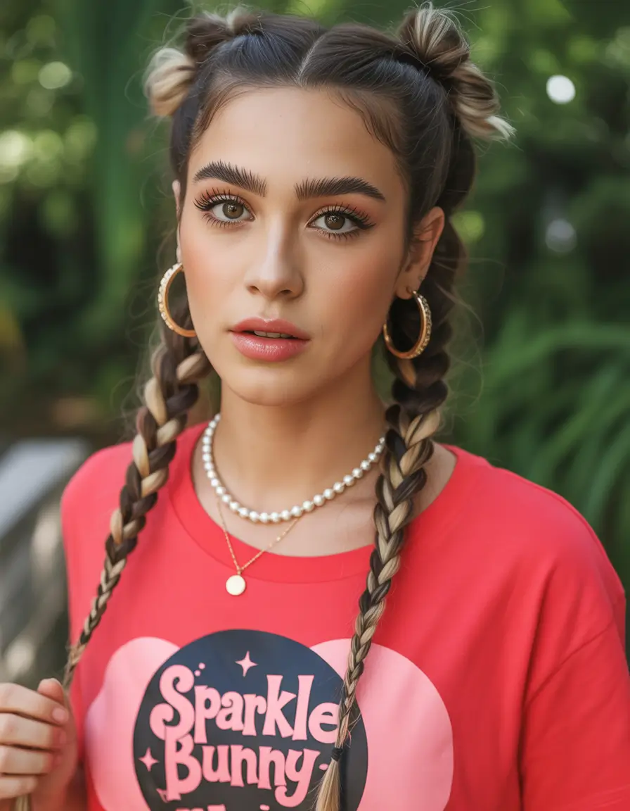 Trendy Medium-Length Hairstyles - Summer 2025 Space Buns & Statement Braids