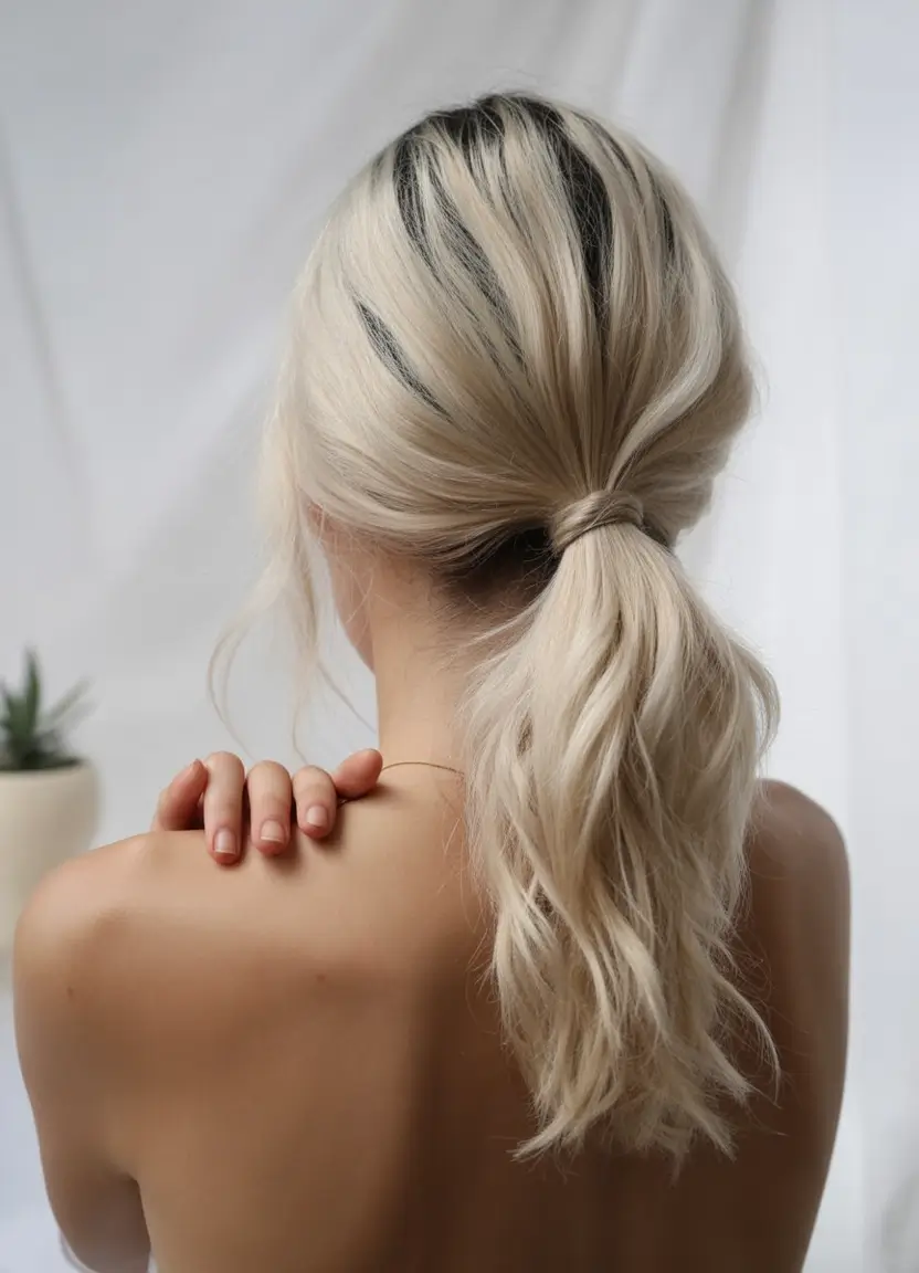 Trendy Medium-Length Hairstyles - Summer 2025 Low Pony with Beachy Texture and Hidden Tie