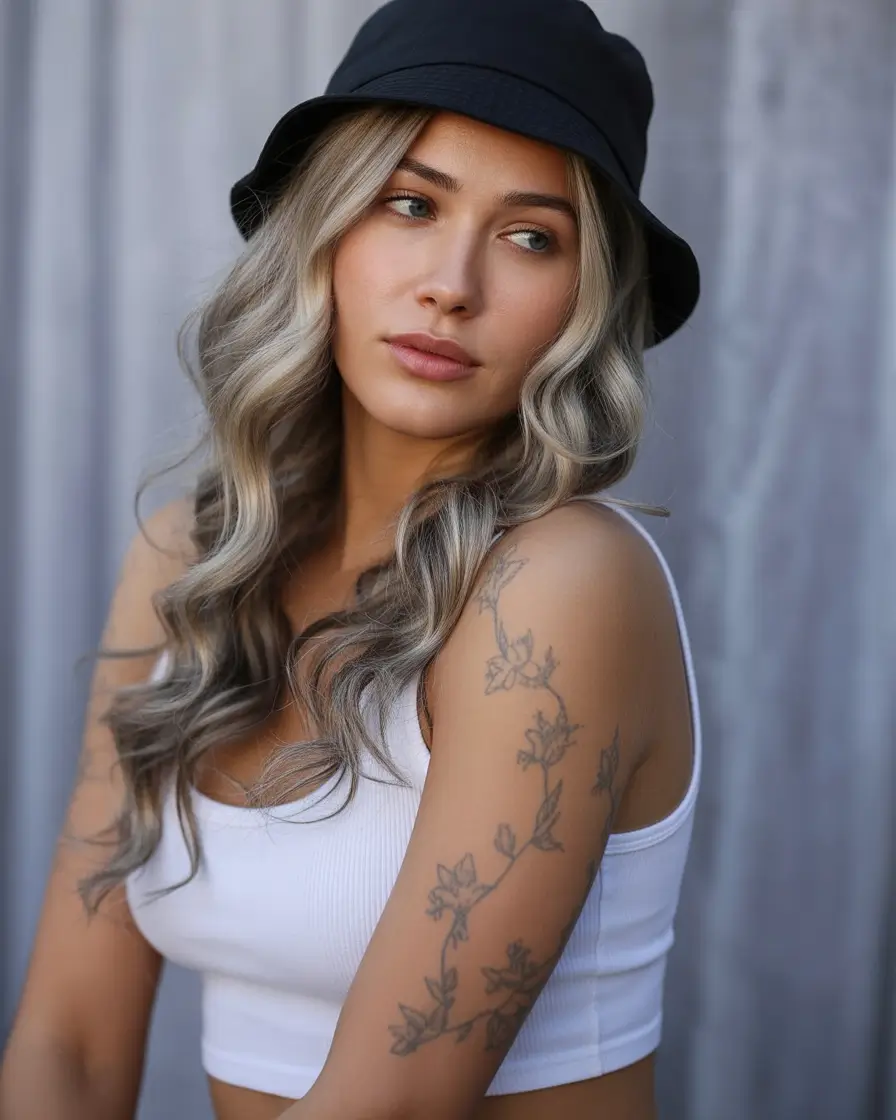 Trendy Pool Day Hairstyles 2025 Quick & Simple Glossy Loose Curls & Bucket Hat Chic