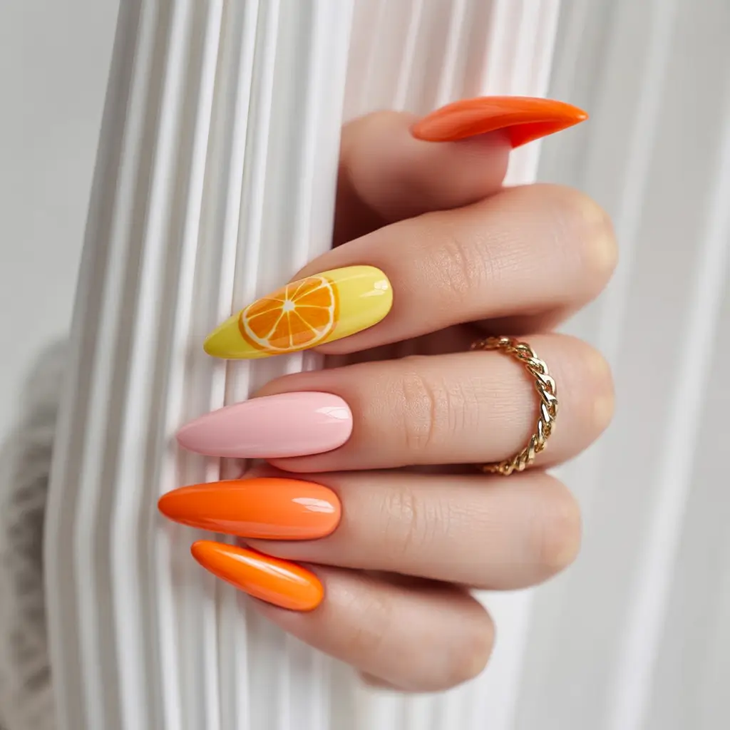 Tropical Fruit Nails ideas 2025 Orange Cream Sunset Blend