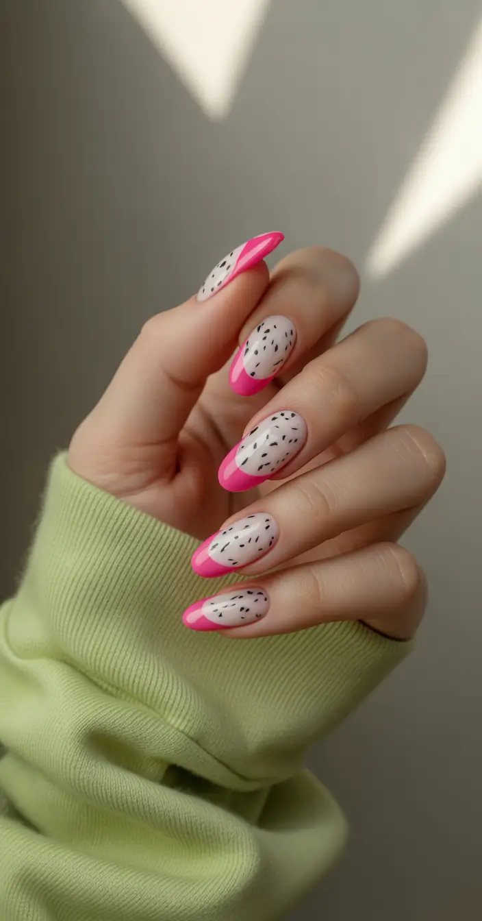 Tropical Fruit Nails ideas 2025 Dragonfruit Dreams Meet French Chic