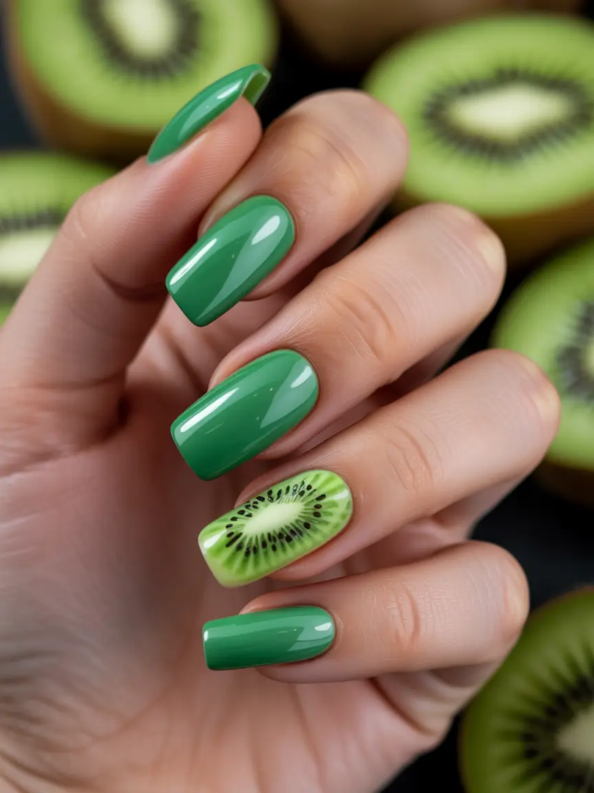 Tropical Fruit Nails ideas 2025 Kiwi Gloss and Juice Pop Green