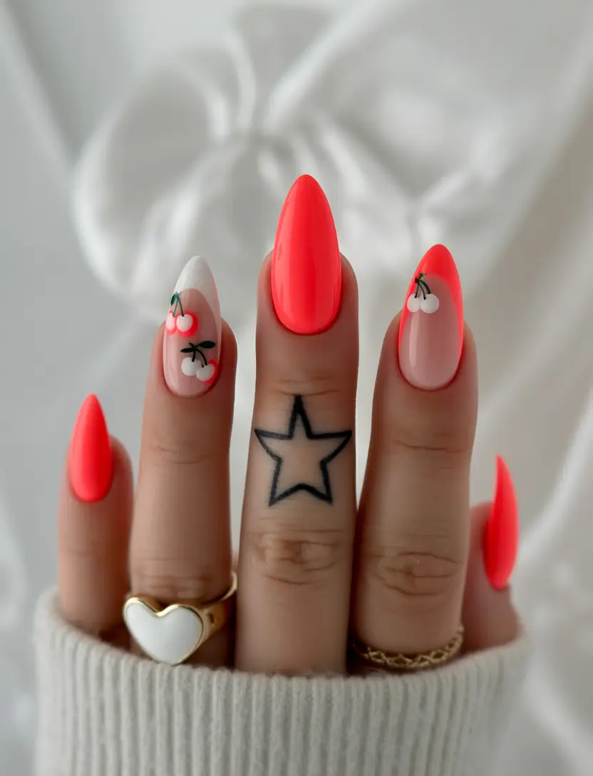 vacation nails ideas 2025 Cherry Pop Punch