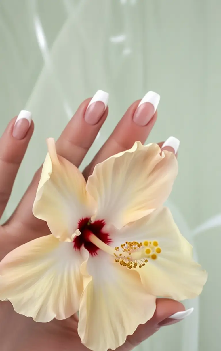 vacation nails ideas 2025+Classic French for Any Coast