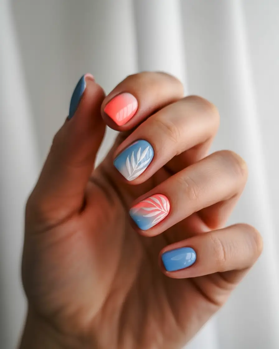 vacation nails summer 2025 Coral Skies and Palm Dreams