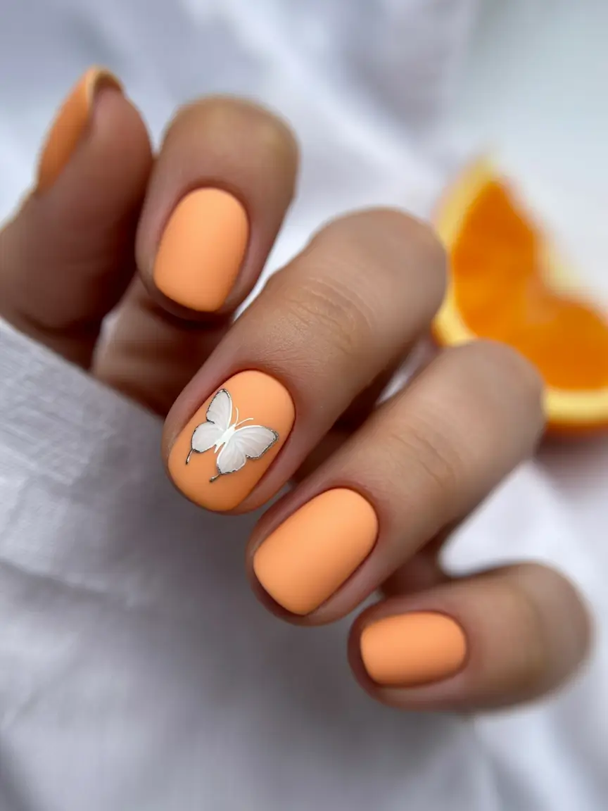 vacation nails summer 2025 Matte Sunrise With a Whisper of Playfulness