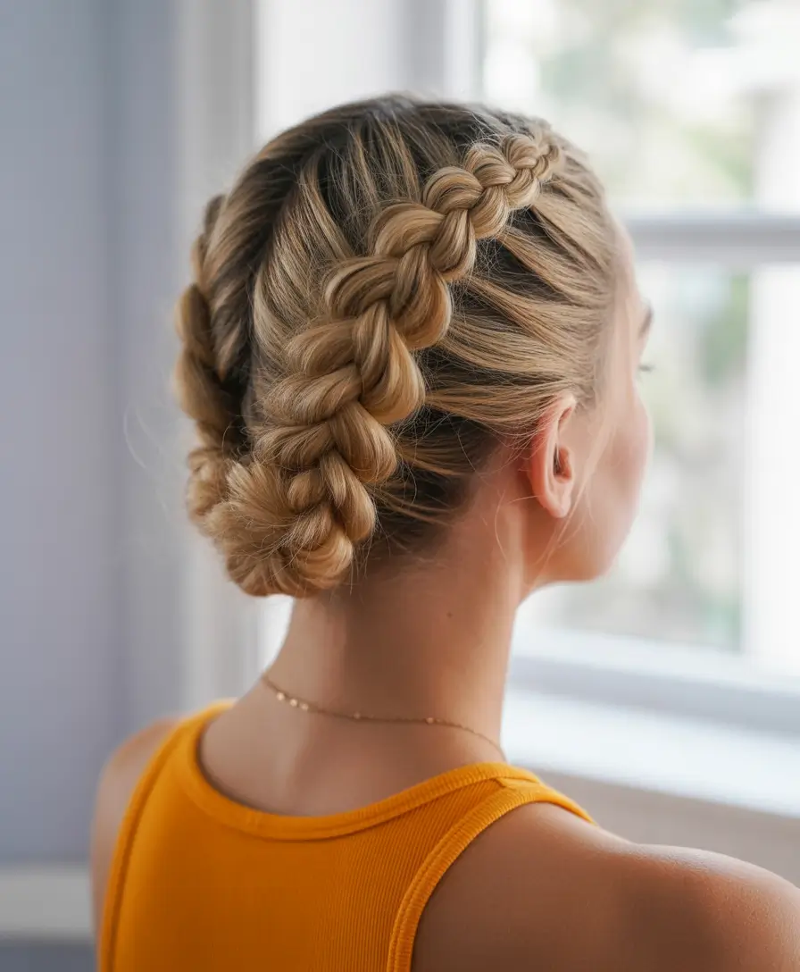 Volleyball Hairstyles for Summer 2025: Sporty Styles Twisted Crown Bun