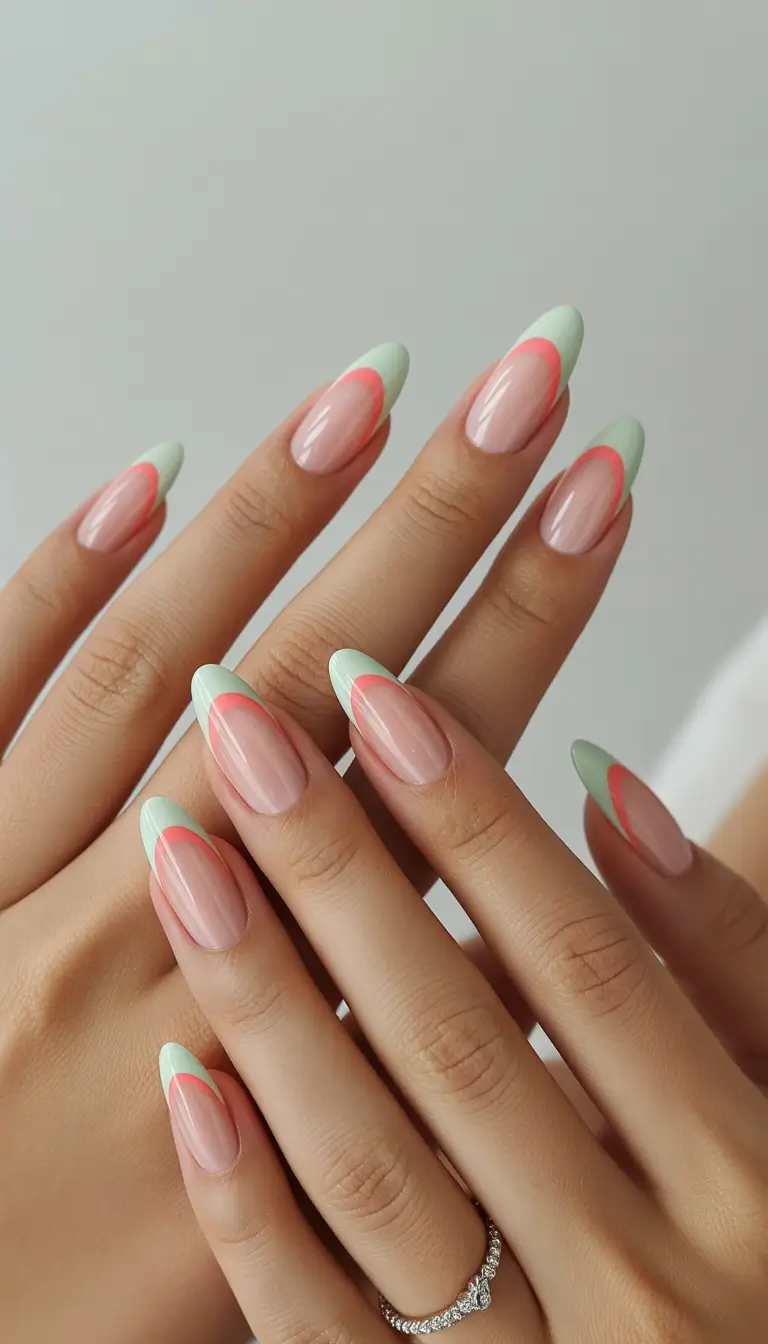 watermelon nails ideas 2025 Elegant Watermelon-Inspired French with a Twist
