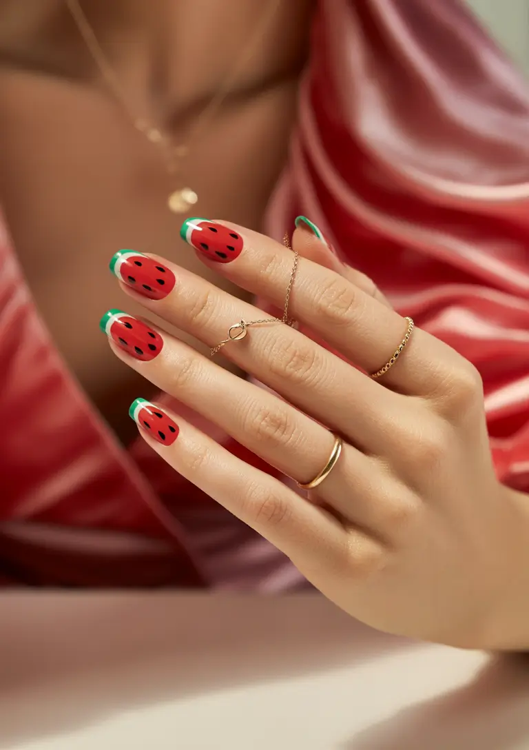 watermelon nails ideas 2025 High Gloss and Ultra Sweet: Watermelon Chic