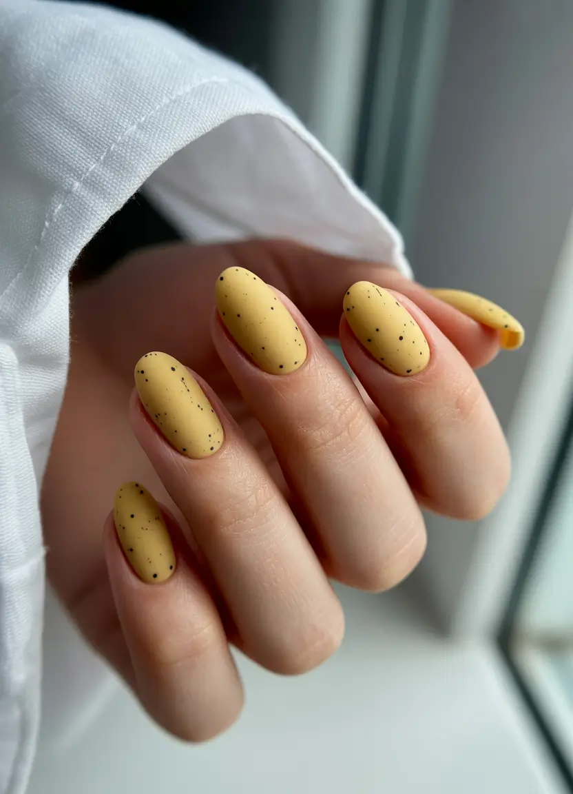 yellow summer nails ideas 2025 Milky Speckled Softness