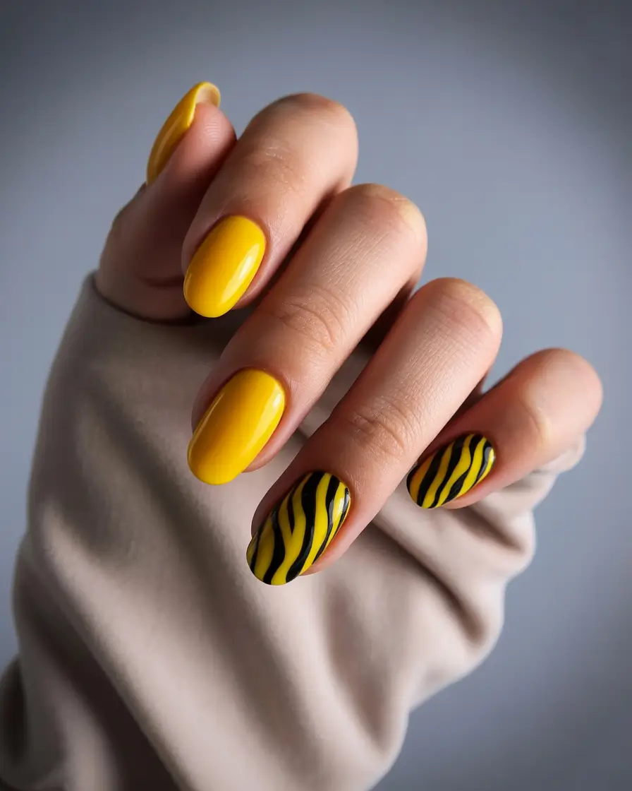 yellow summer nails ideas 2025 Modern Safari Vibes