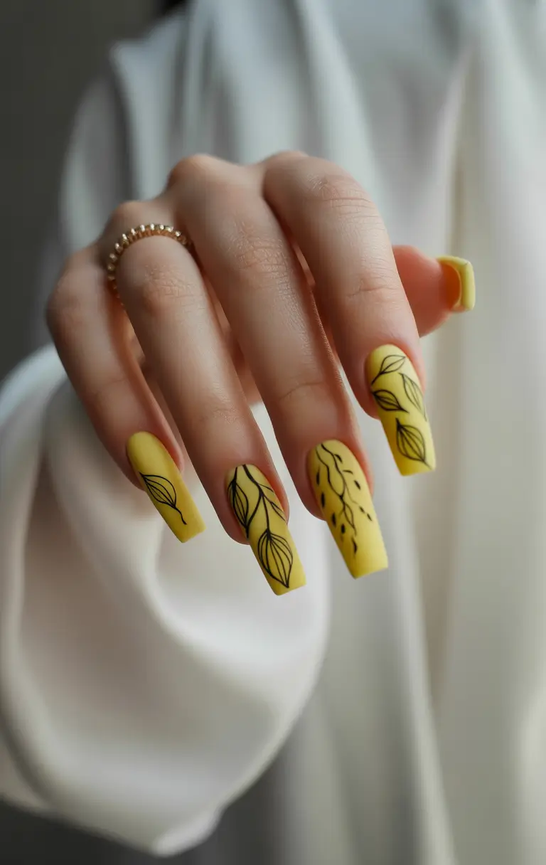yellow summer nails ideas 2025 Matte Botanica