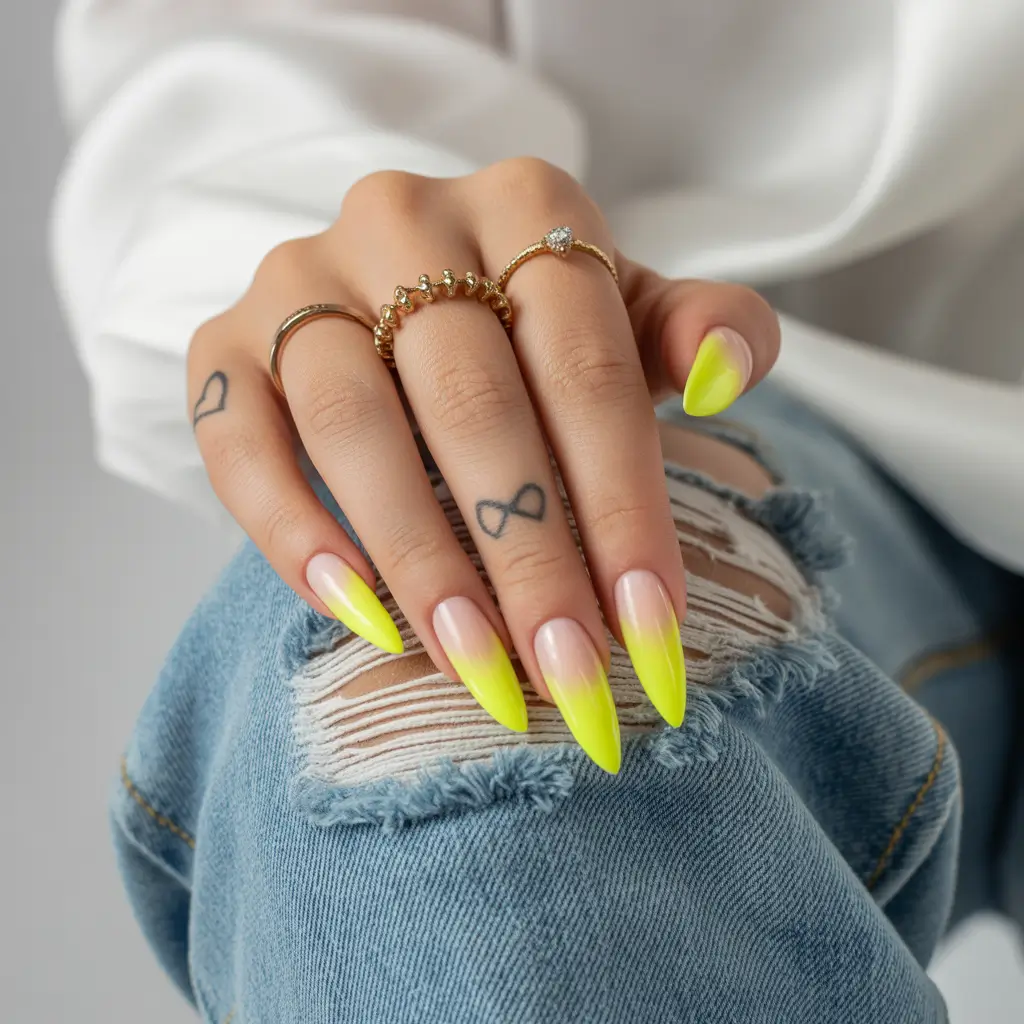 yellow summer nails ideas 2025 Lemon Fade Ombré