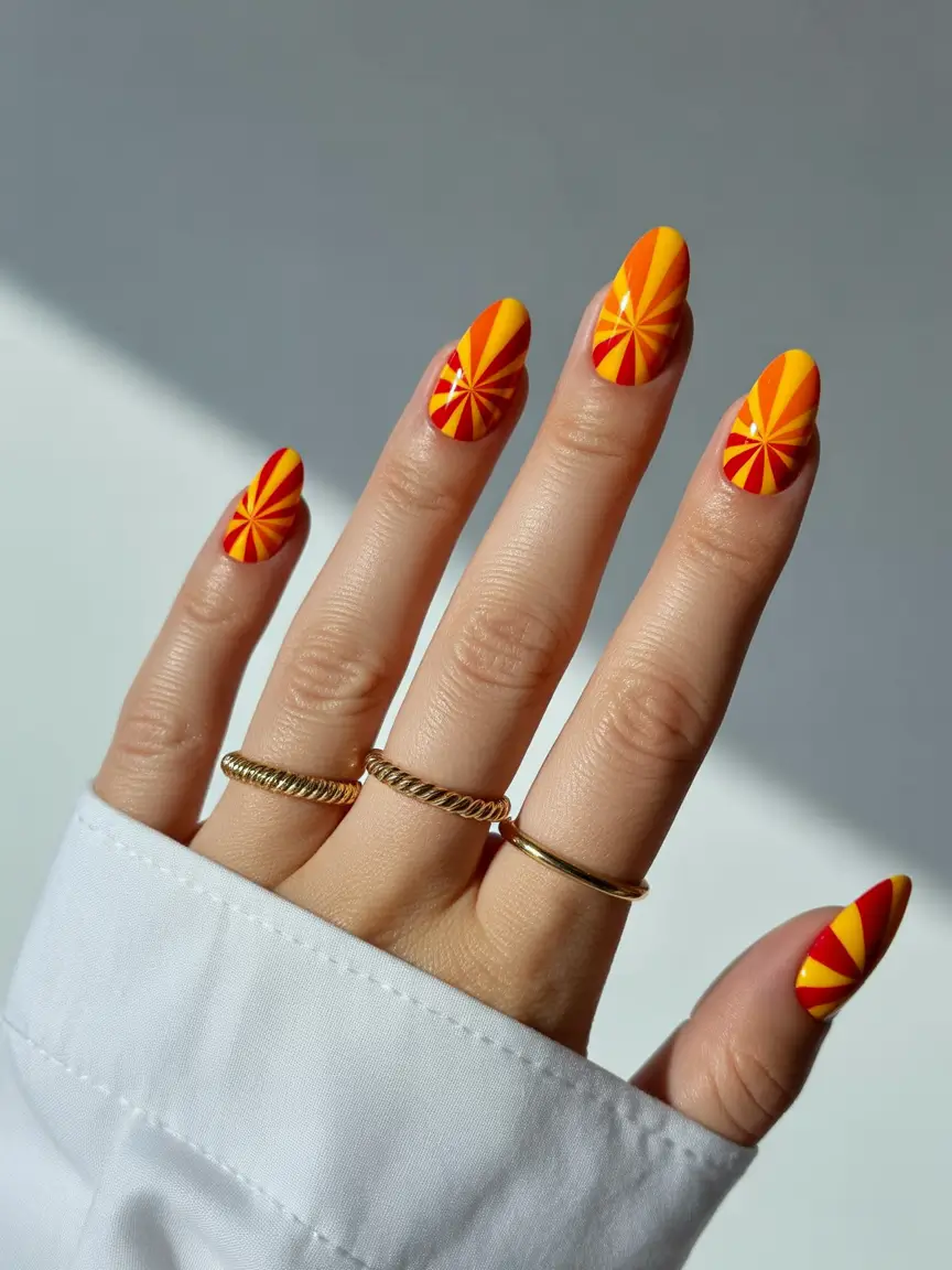 yellow summer nails ideas 2025 Retro Summer Carnival