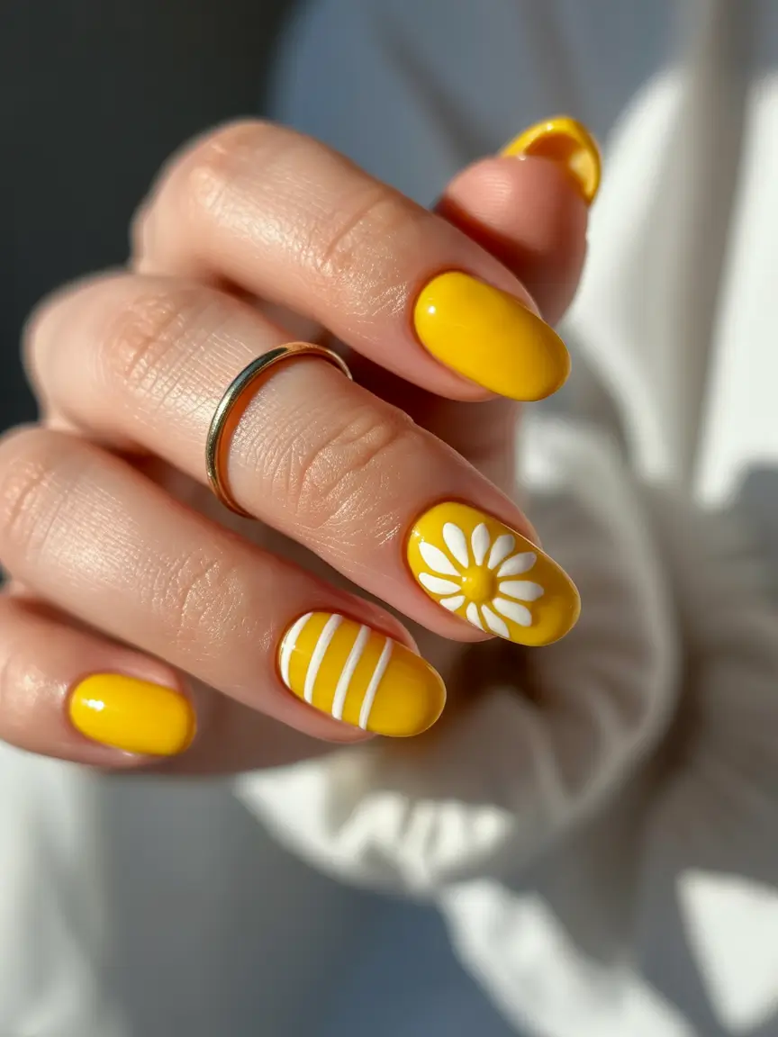 yellow summer nails ideas 2025 Sunbeam Whimsy