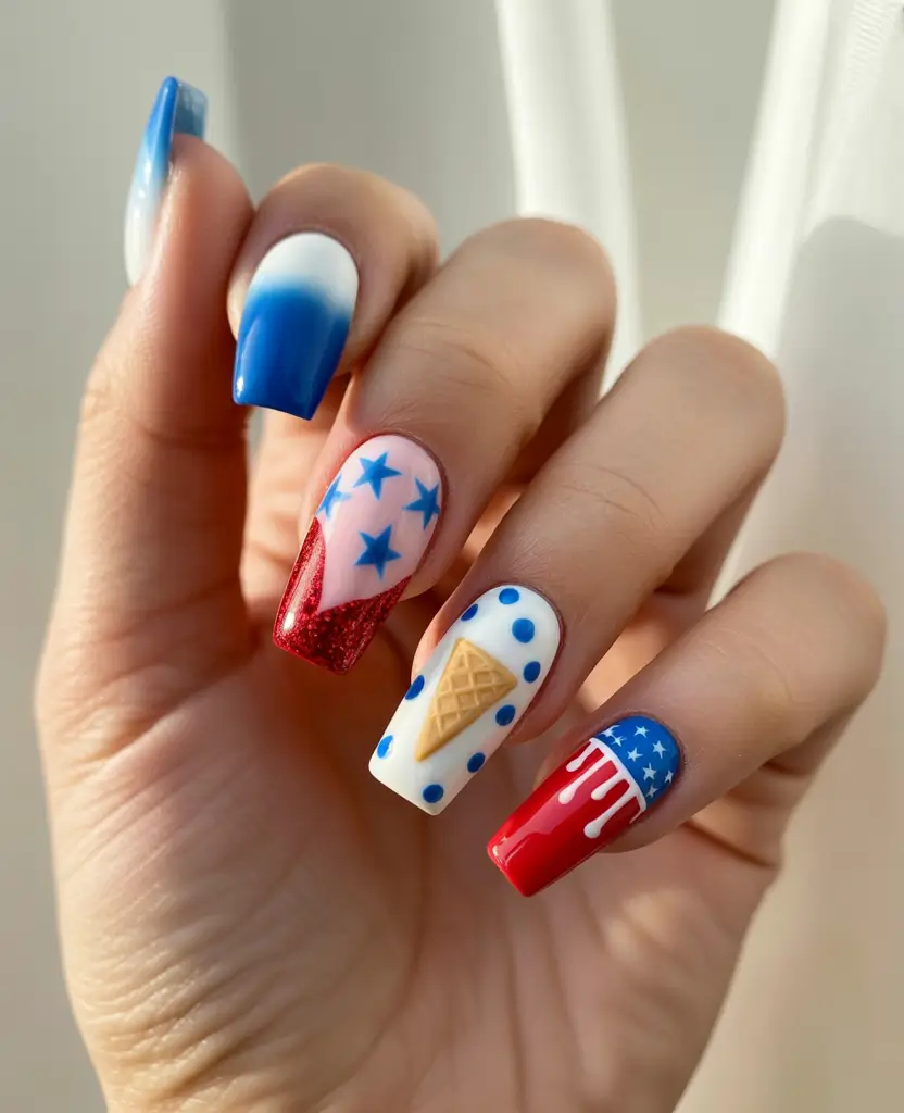 4 of july nails designs ideas 2025+All-American Treats
