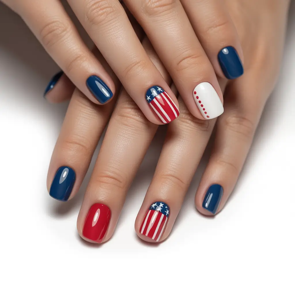 4 of july nails designs ideas 2025 Playful Patriotic Pop Art