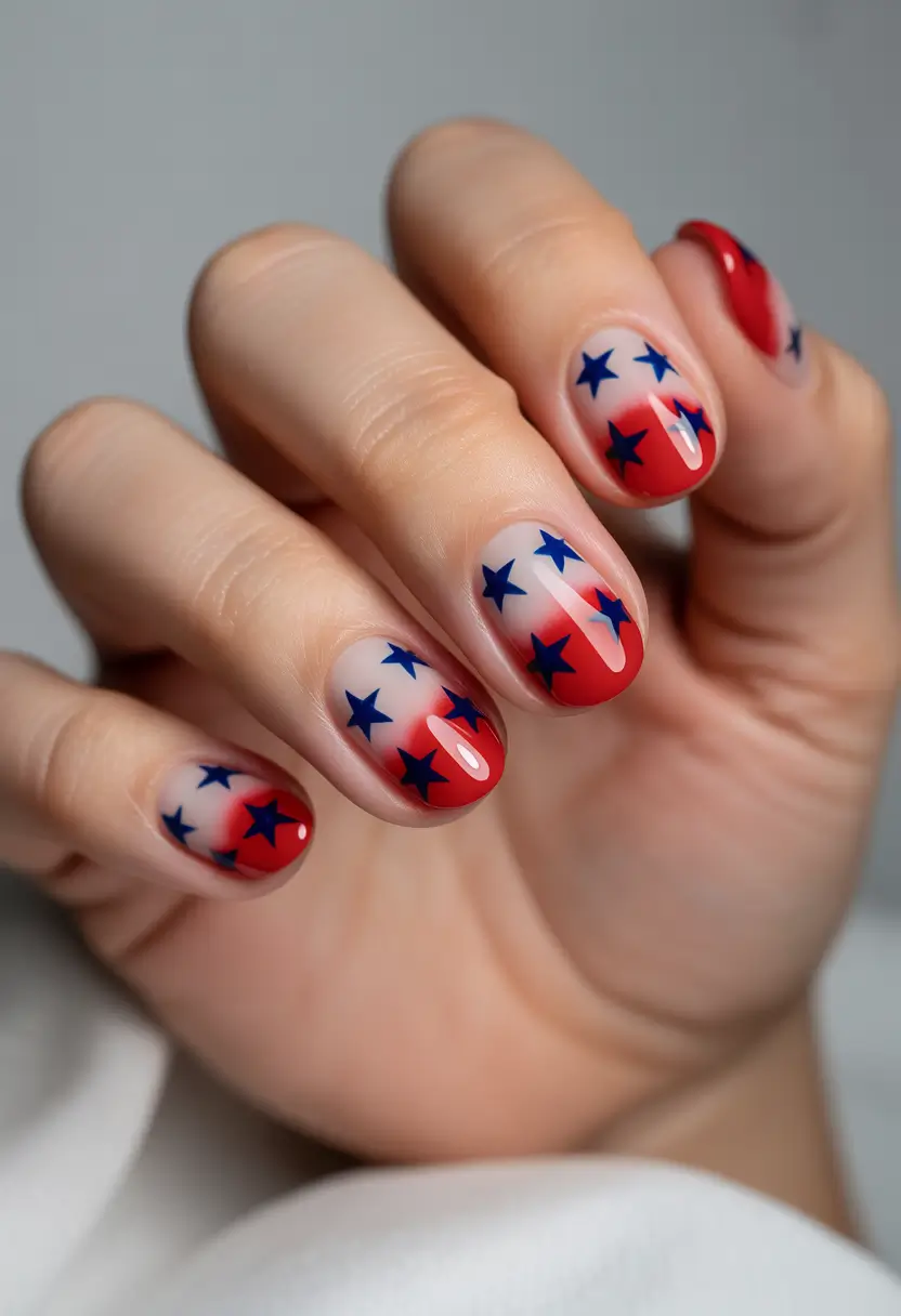 4 of july nails designs ideas 2025 Sheer Stars Over Summer Sunset Fade