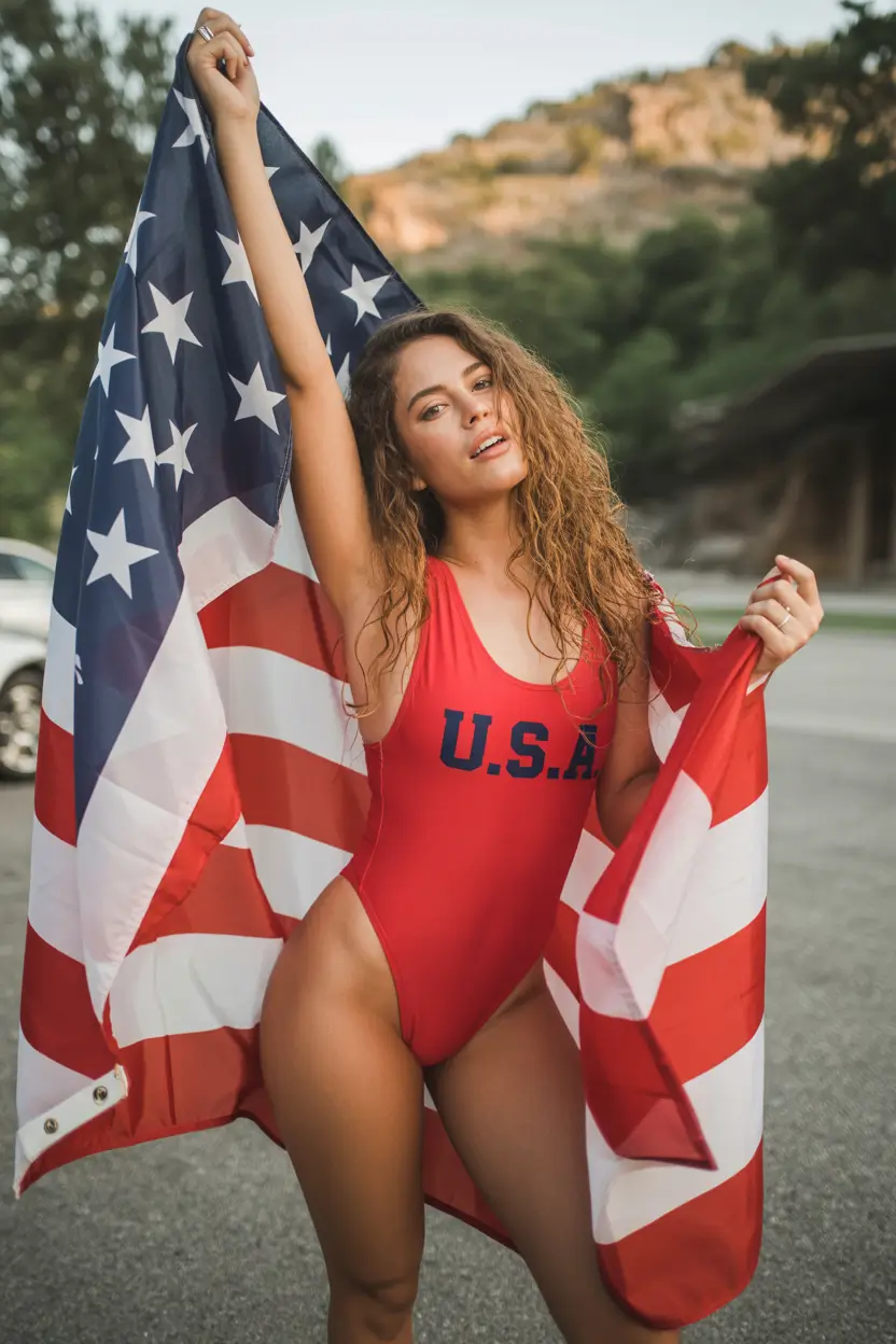 4 of july outfits ideas 2025 Bold-Confident-Poolside-Patriot