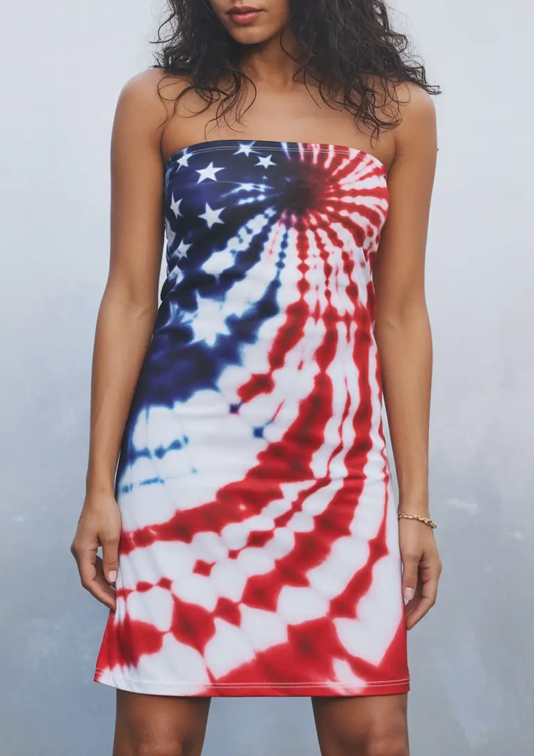 4 of july outfits ideas 2025 Spiral-Stars-Strapless-Fire