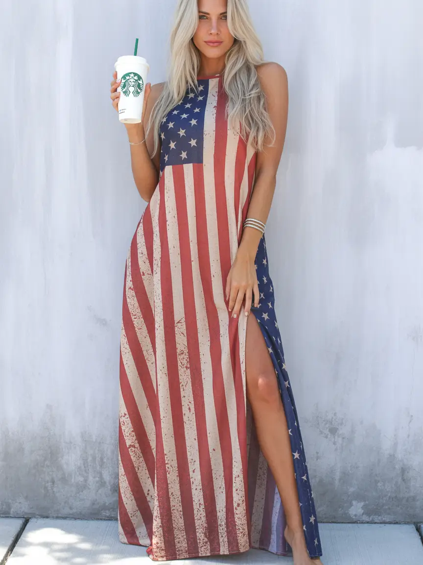 4 of july outfits ideas 2025 Patriotic-Cool-Girl-Maxi