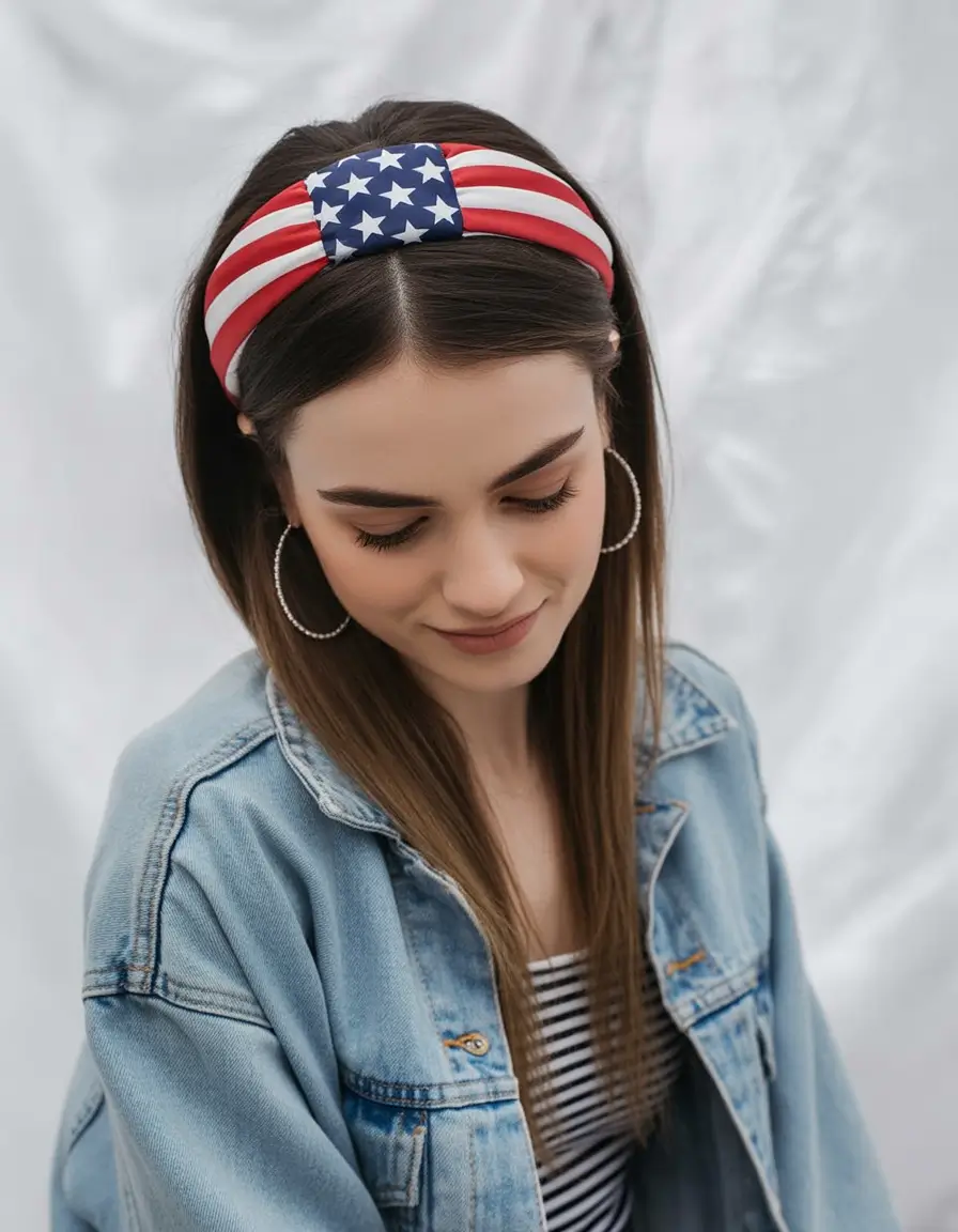 4th of july hairstyles ideas 2025 Stars & Stripes Headband Chic