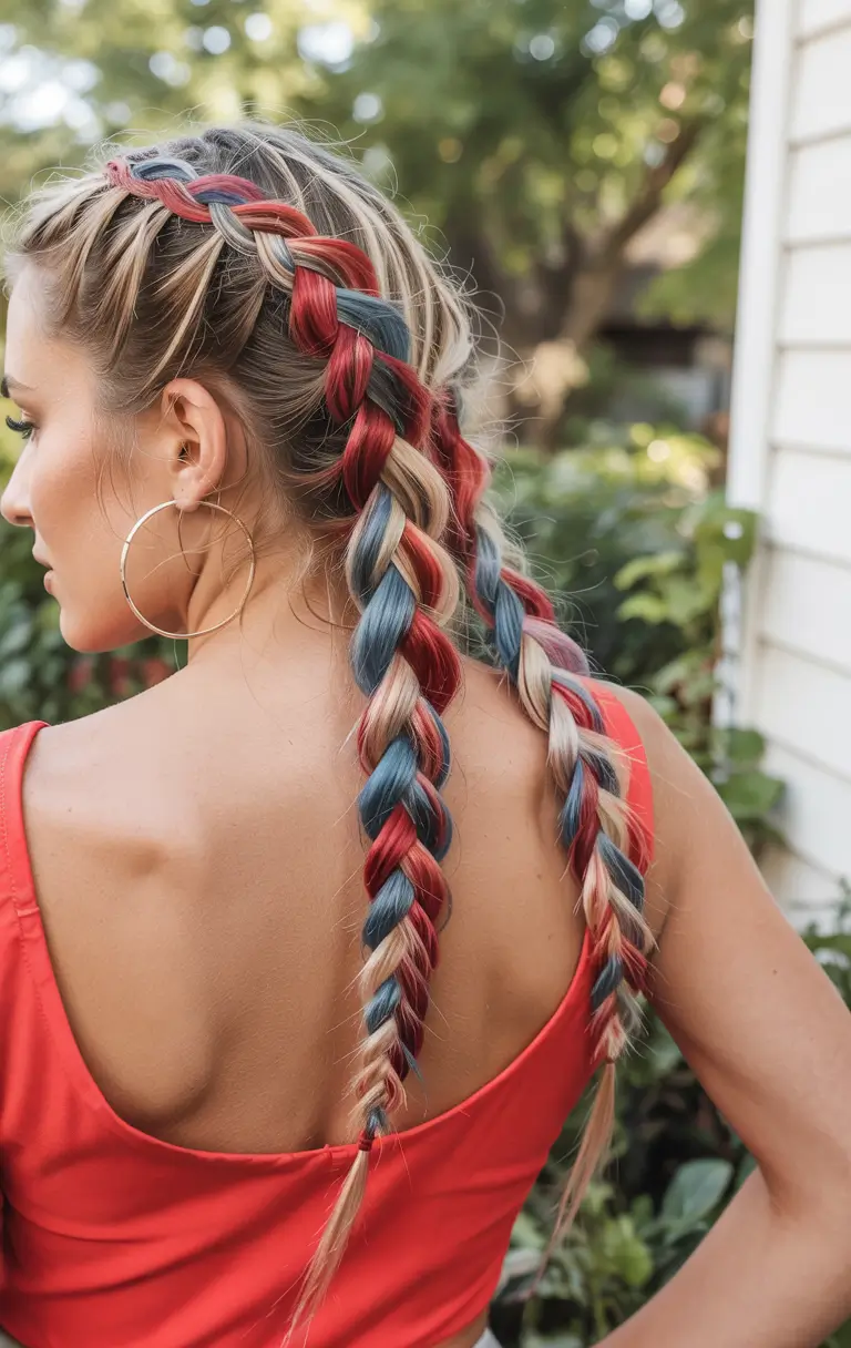 4th of july hairstyles ideas 2025 Bold Braided Firecracker