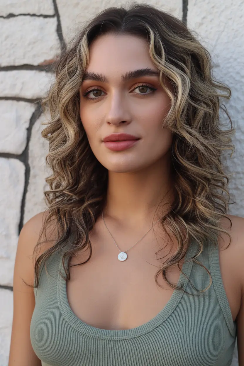 August hair color Soft Blonde Curls with Dimensional Warmth