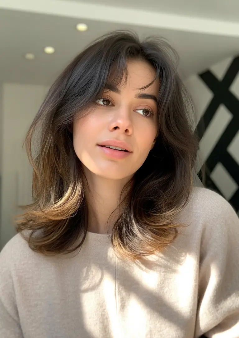 August hair color Bronze Espresso Blowout with Hidden Warmth