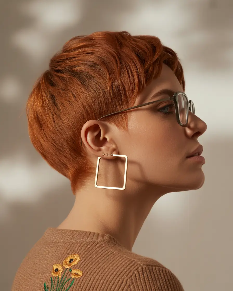 August hair color Terracotta Pixie with High Shine